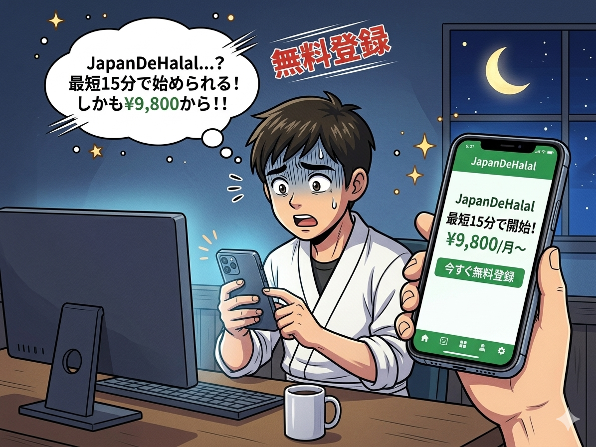 JapanDeHalalを発見するシーン